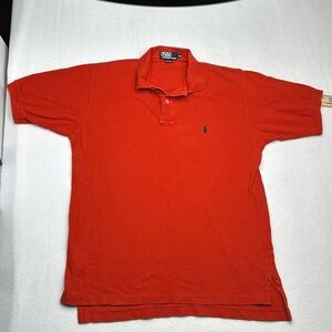Ralph Lauren men’s polo shirt size M Medium orange 100% cotton vintage Y2K